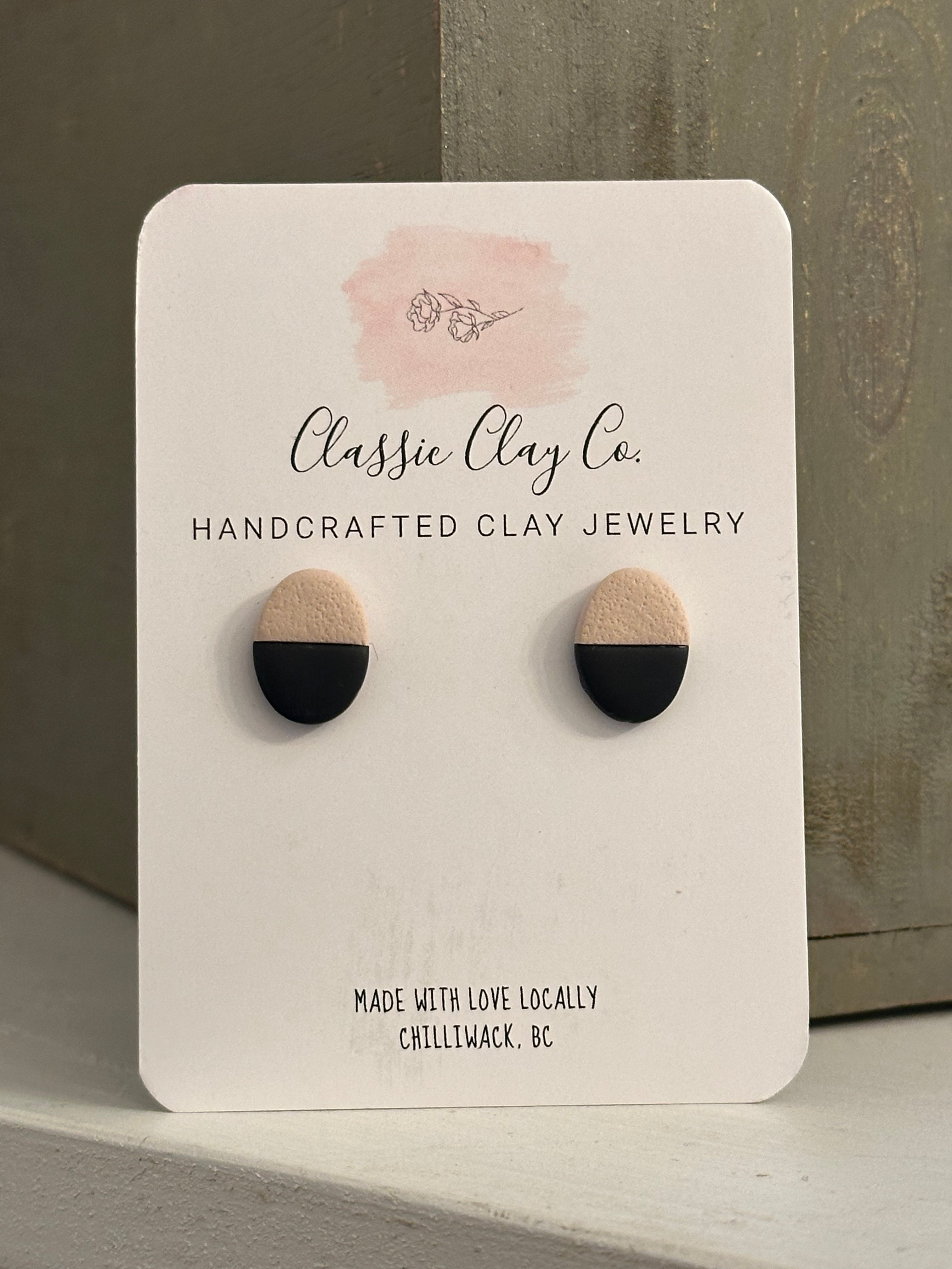 Two Tone Ovals - Clay Stud Earrings| Classic Clay Co.
