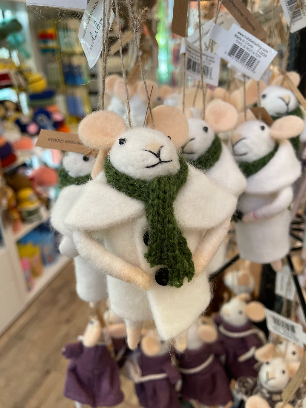 Overcoat Odette - Felted Mouse Ornament | Indaba