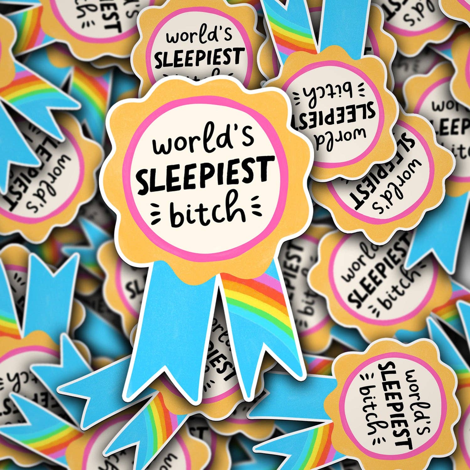 World's Sleepiest B Ribbon | Vinyl Sticker