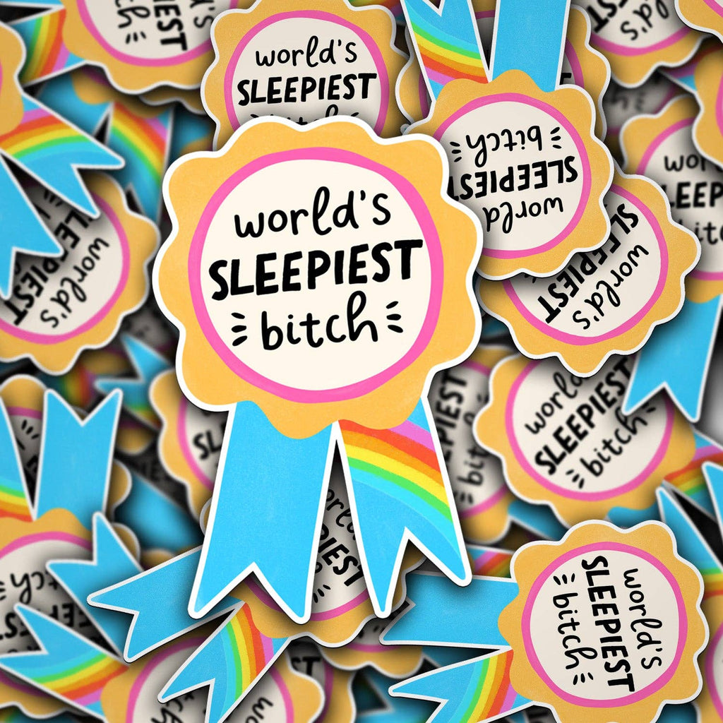 World's Sleepiest B Ribbon | Vinyl Sticker