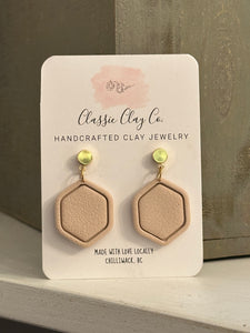 Nude Hexagon - Clay Dangle Earrings | Classic Clay Co.