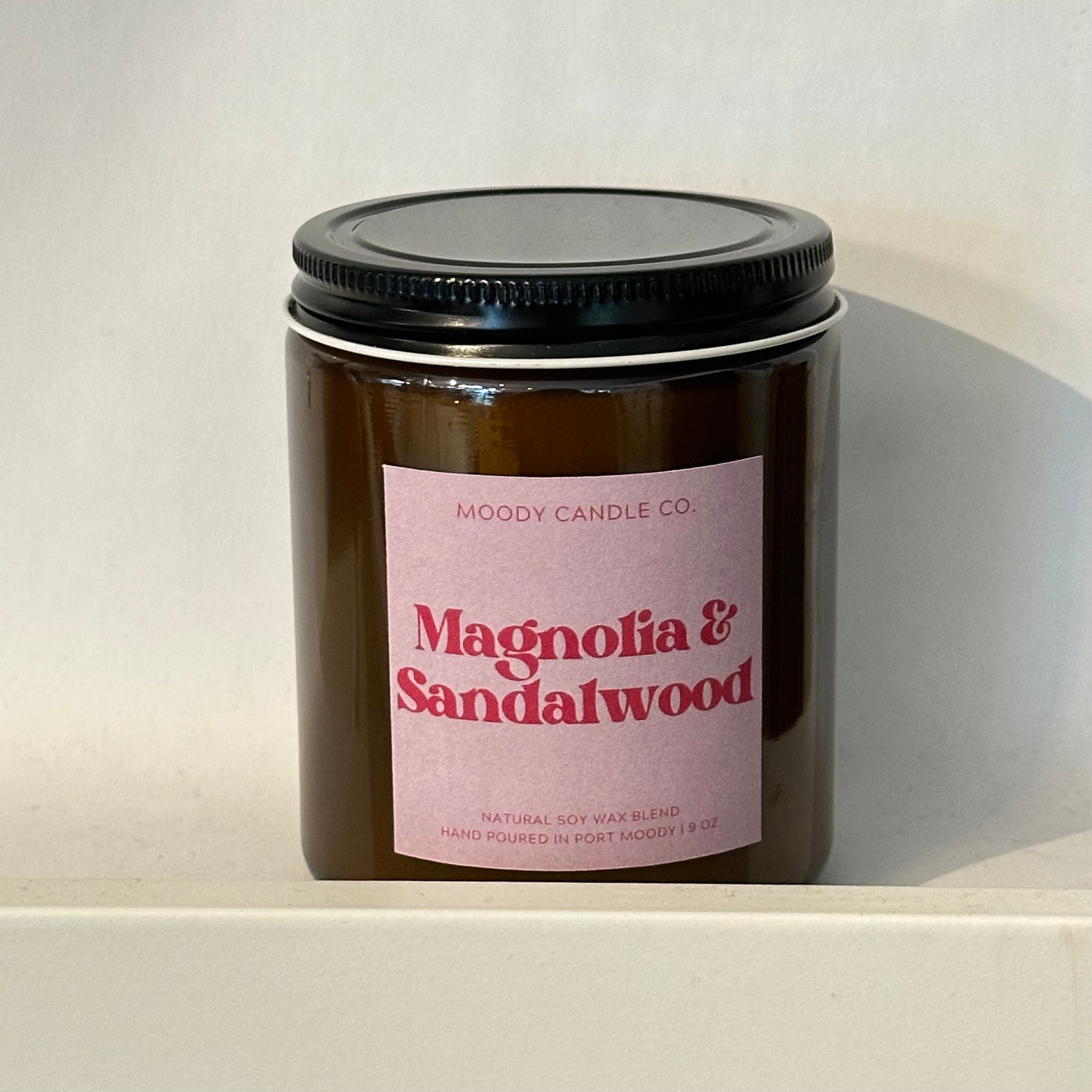 Magnolia & Sandalwood - Glass Jar Candle | Moody Candle Co