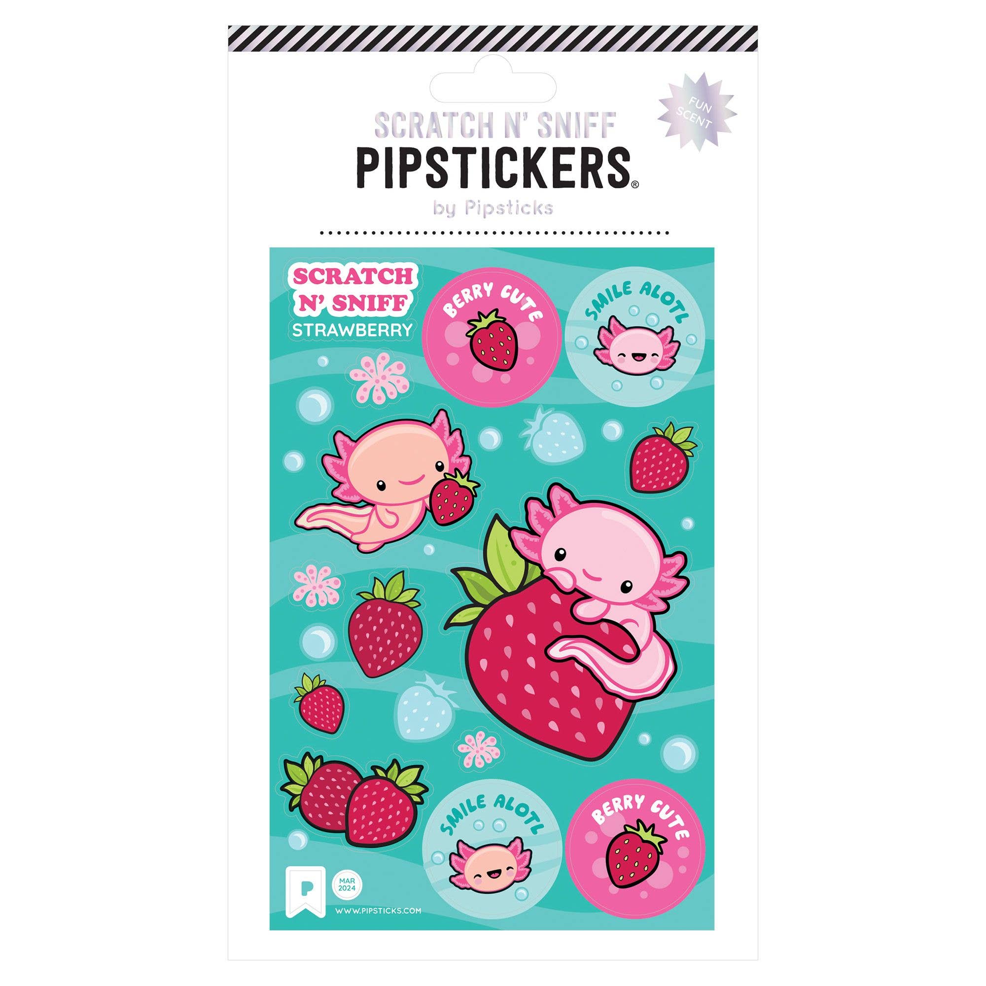 Berry Cute Axolotl Scratch 'n Sniff Sticker | Pipsticks