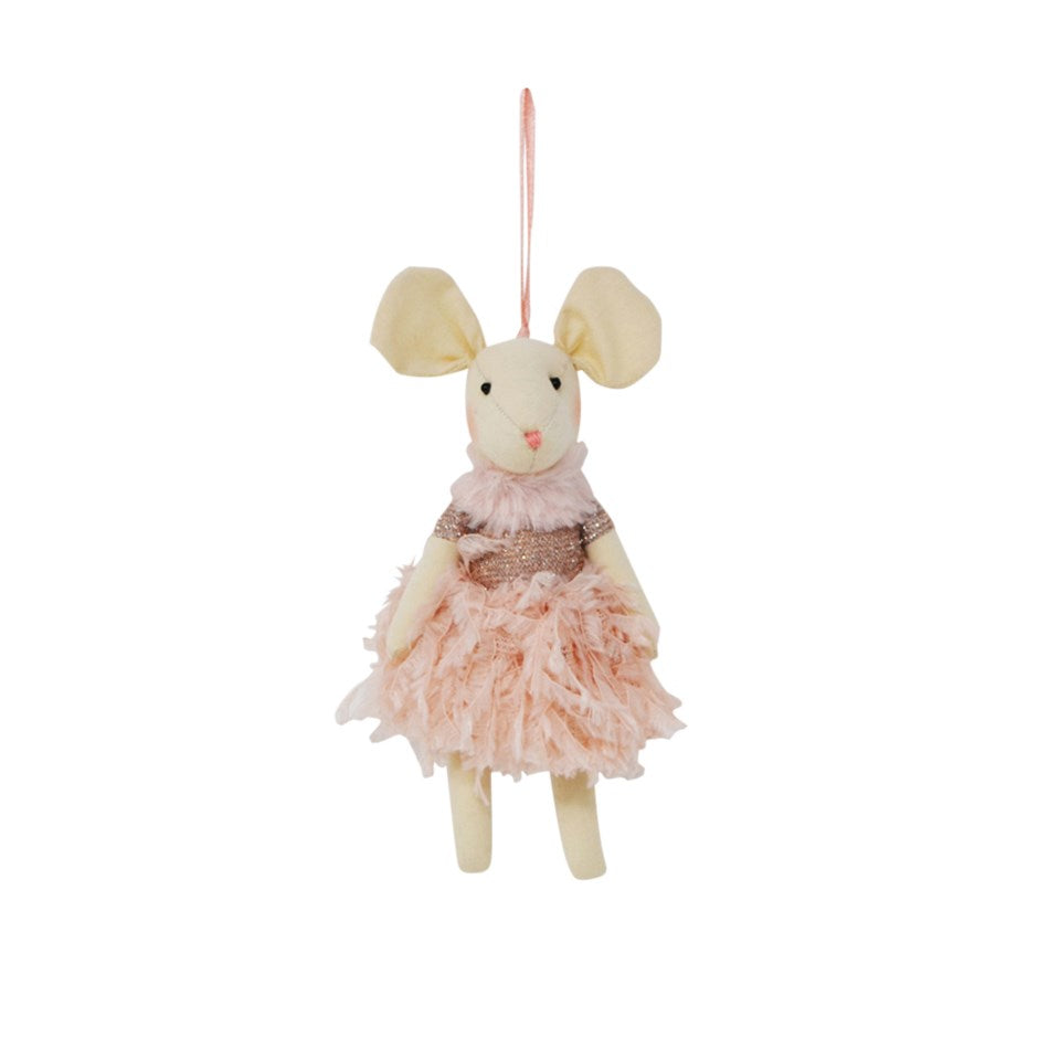 Pink Dress | Felted Mouse Ornament