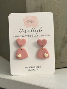 Pink Hearts - Clay Dangle Earrings | Classic Clay Co.