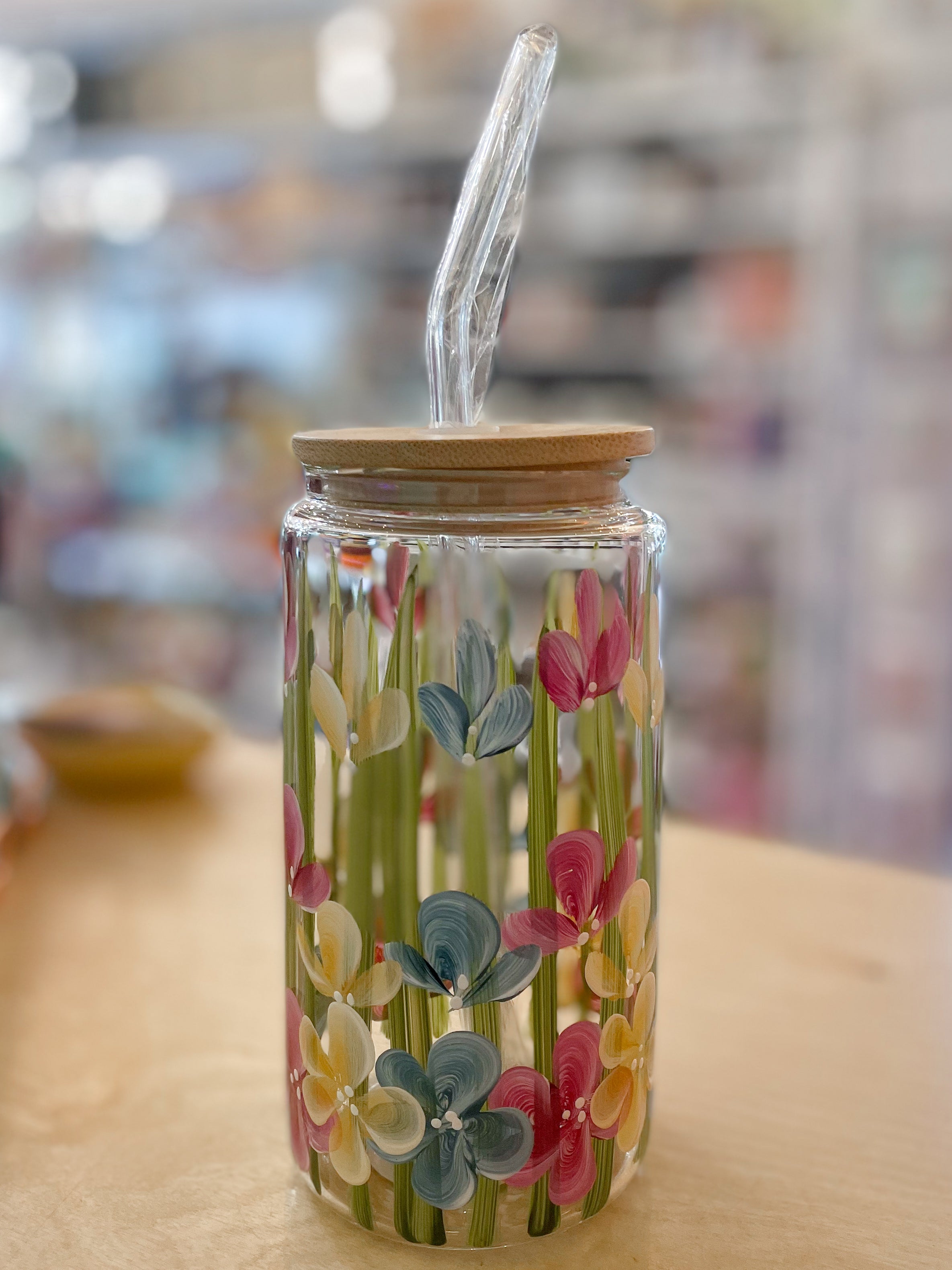 Wildflower | Hand Painted Glass Can Tumbler