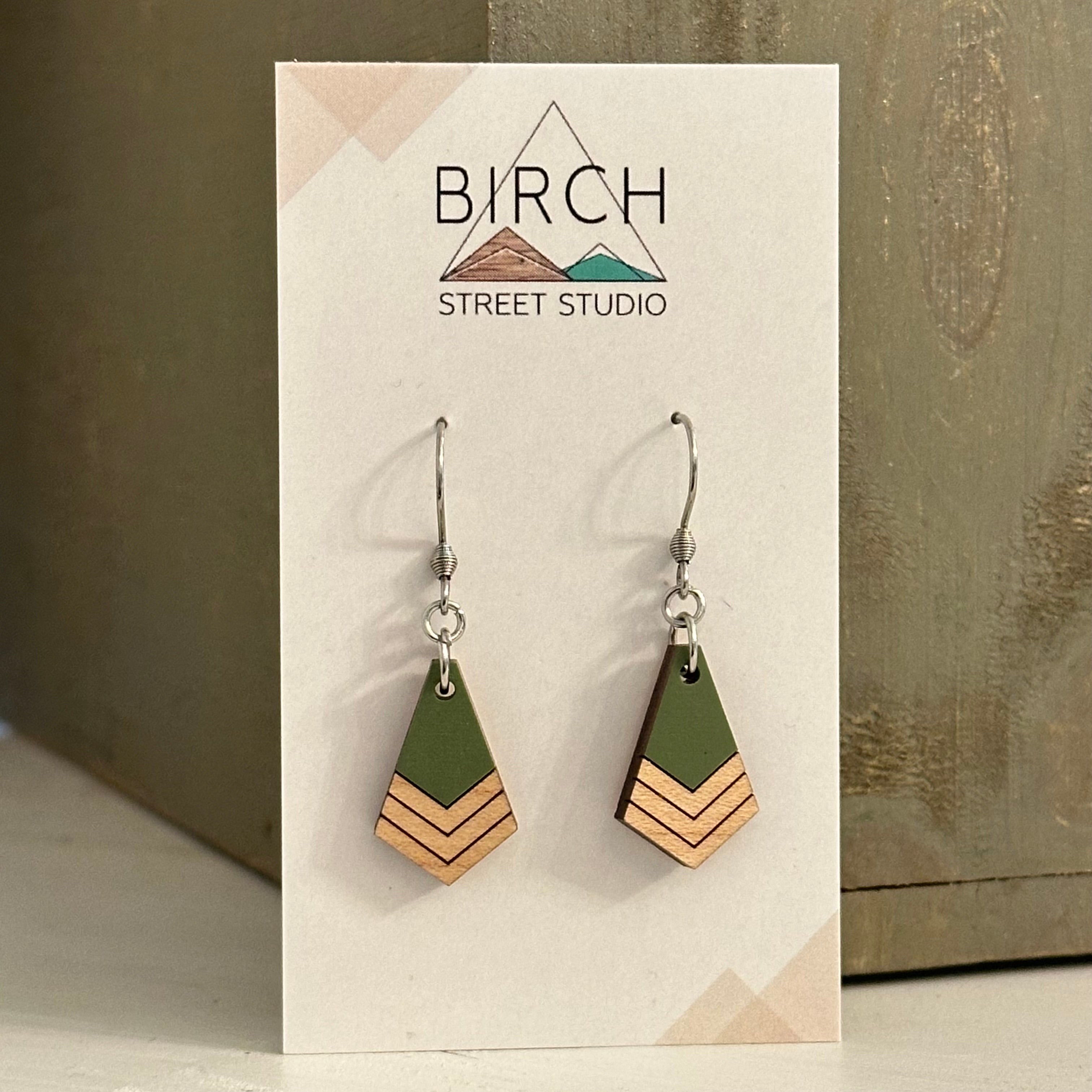 Boho Chevron - Wooden Dangle Earrings | Birch Street Studio