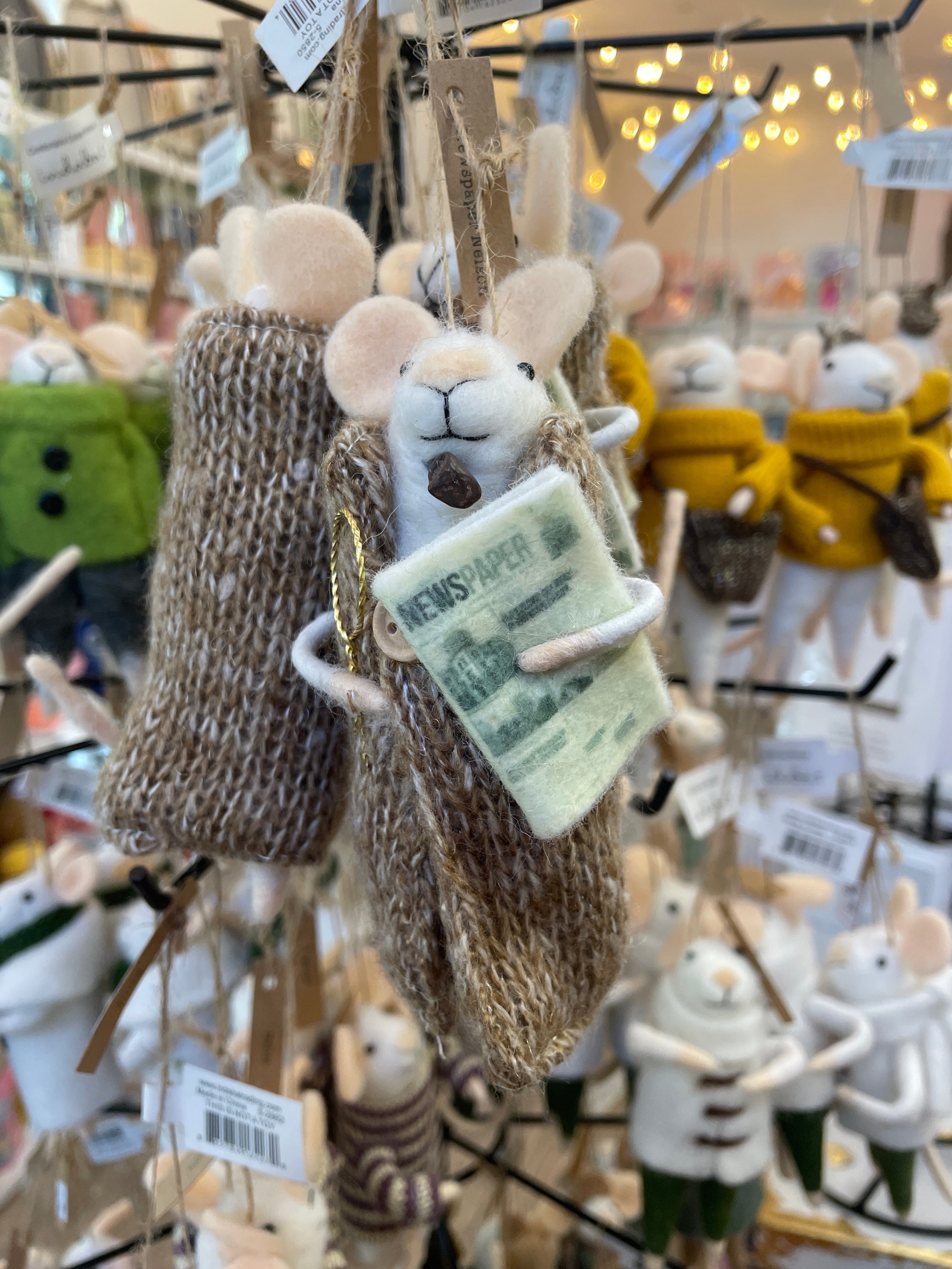Newspaper Nelson - Felted Mouse Ornament | Indaba