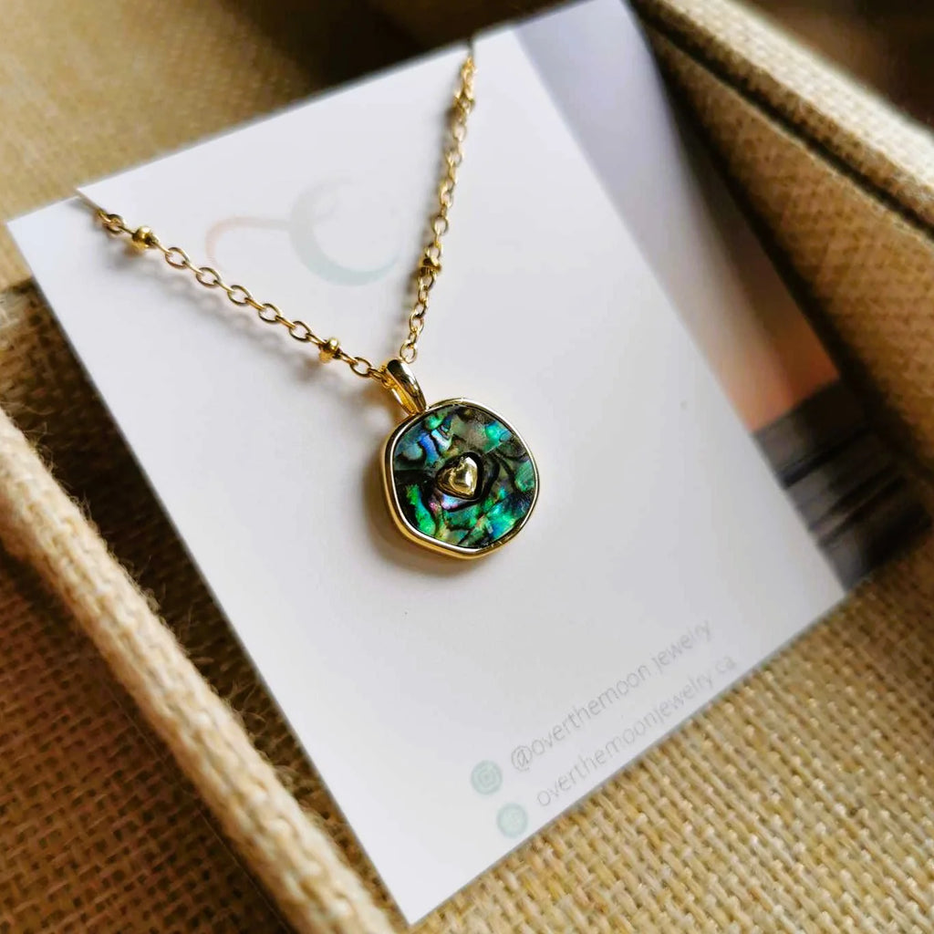 Abalone Heart Medallion - Necklace | Over The Moon