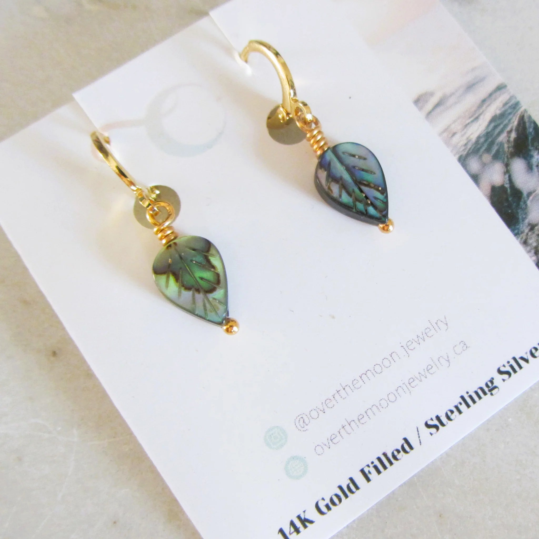 Abalone Leaf - Huggie Earrings | Over The Moon