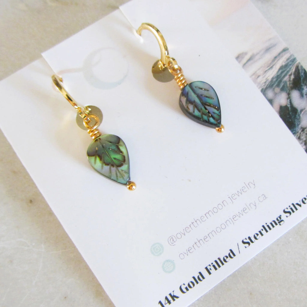 Abalone Leaf - Huggie Earrings | Over The Moon
