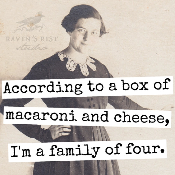 According To A Box of Macaroni and Cheese, I'm a Family of Four | Fridge Magnet