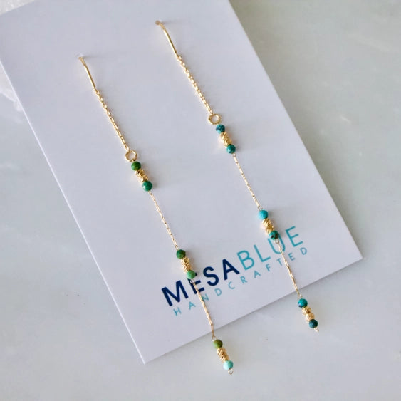 African Turquoise - Threader Earrings | Mesa Blue