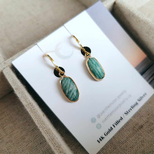 Amazonite Oval Huggiess - Earrings | Over The Moon