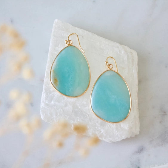 Amazonite - Slab Earrings | Mesa Blue