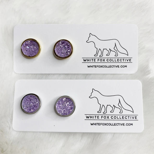 Amethyst - Faux Druzy Studs | White Fox Collective