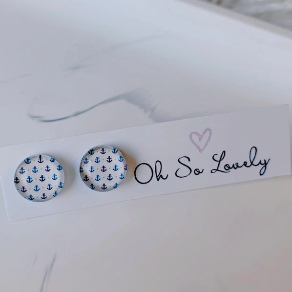 Anchor | Glass Stud Earrings