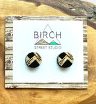 Arras Round Geometric - Wooden Stud Earrings | Birch Street Studio