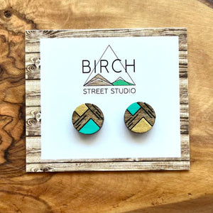 Arras Round Geometric - Wooden Stud Earrings | Birch Street Studio