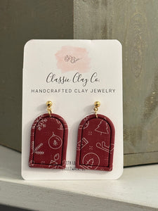 Burgundy Christmas - Clay Dangle Earrings | Classic Clay Co.