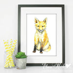 Baby Fox Watercolour Nursery Print | Elena Markelova