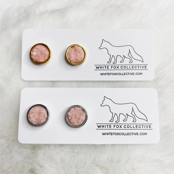 Baby Pink - Faux Druzy Studs | White Fox Collective