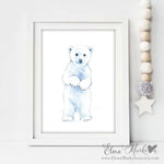 Baby Polar Bear Watercolour Nursery Print | Elena Markelova