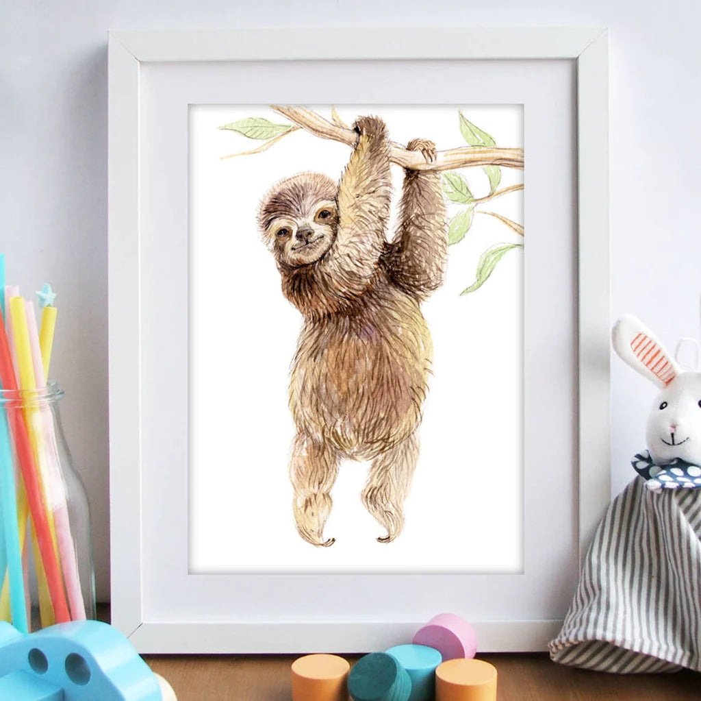 Baby Sloth Watercolour Nursery Print | Elena Markelova