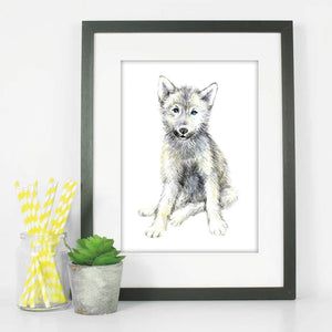 Baby Wolf Watercolour Nursery Print | Elena Markelova