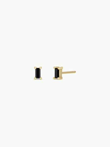 Black Baguette | Stud Earrings