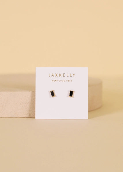 Black Baguette | Stud Earrings