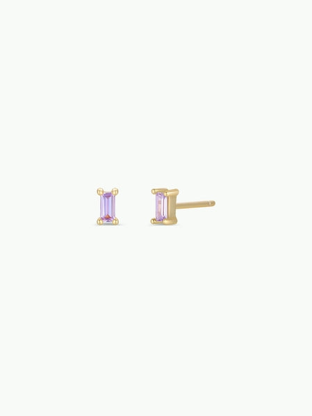 Lilac Baguette | Stud Earrings