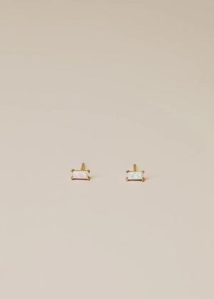 White Opal Baguette | Stud Earrings