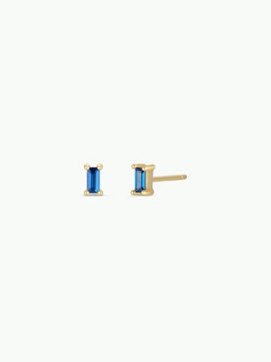 Sapphire Baguette | Gold Stud Earrings