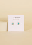 Turquoise - Gold Baguette Stud Earrings | JaxKelly