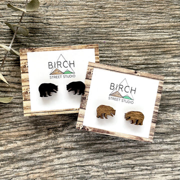 Bear - Wooden Stud Earrings | Birch Street Studio