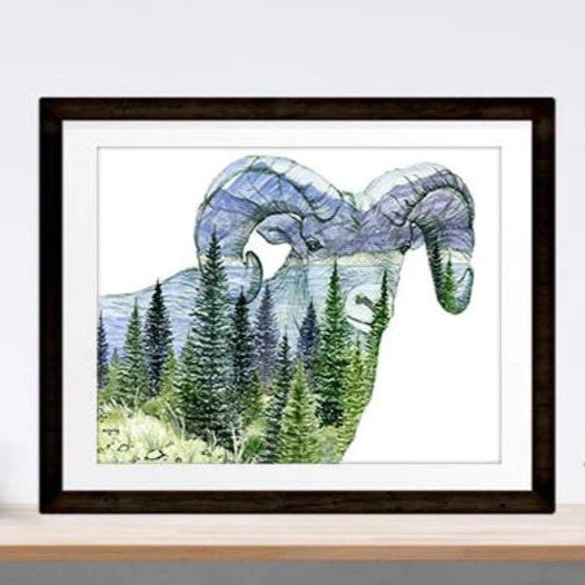 The Ram - Bighorn Sheep Watercolor Art Print | Elena Markelova