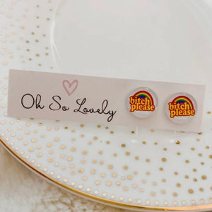 Bitch Please | Glass Stud Earrings