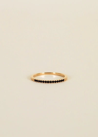 Black Half Pave | Gold Ring