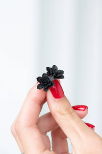 Black Succulent | Stud Earrings