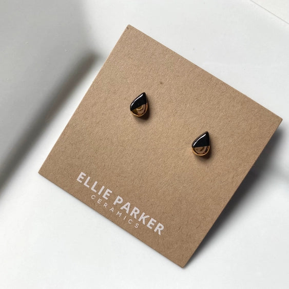 Black Ceramic Teardrop Stud Earrings | Ellie Parker