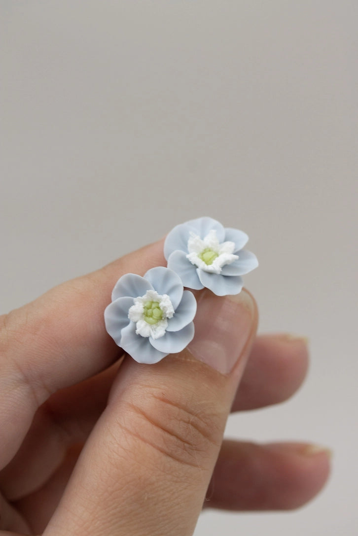 Delicate Blue Flower | Stud Earrings