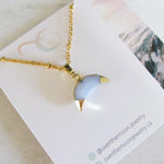 Blue Lace Agate Crescent Moon - Necklace | Over The Moon