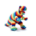 Knitted Bold Stripe T-Rex Dinosaur Plush Toy | Best Years Ltd