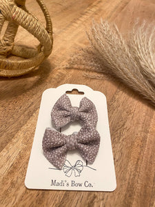 Grey Speck Bow Clips | Madi's Bow Co