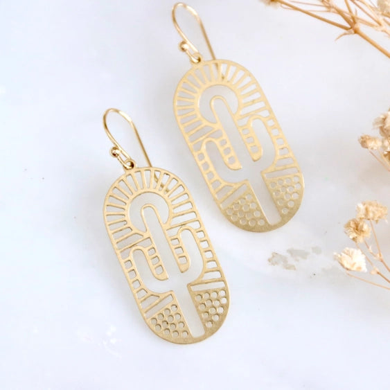 Cactus - Brass Earrings | Mesa Blue