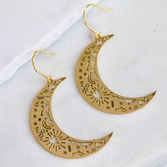 Crescent - Brass Earrings | Mesa Blue