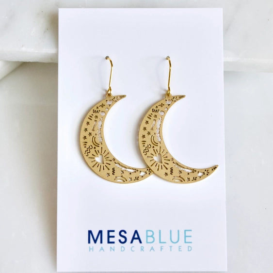 Crescent - Brass Earrings | Mesa Blue