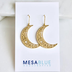 Crescent - Brass Earrings | Mesa Blue