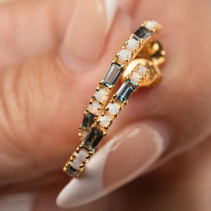Bridge - London Topaz & Opal Hoop Earrings | La Kaiser